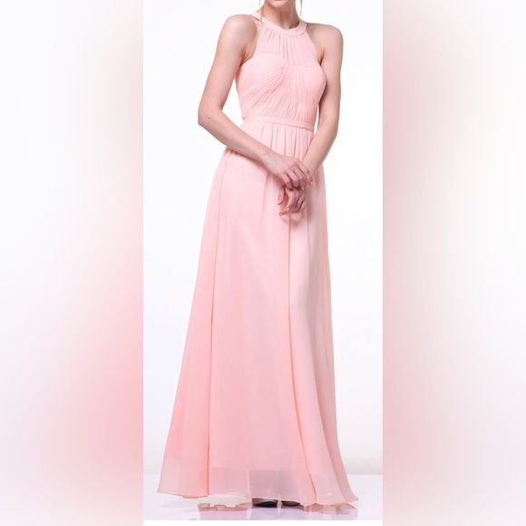 Cinderella Divine High Neck Illusion Long A-Line Dress - Picture 2 of 8